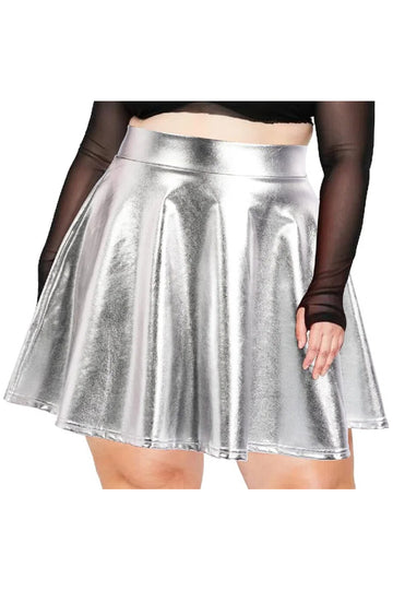 Woochic Mini-jupe métallique plissée taille haute avec Argenté L